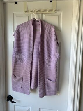 Open-Front Lilac Knit Sweater Cardigan Vest